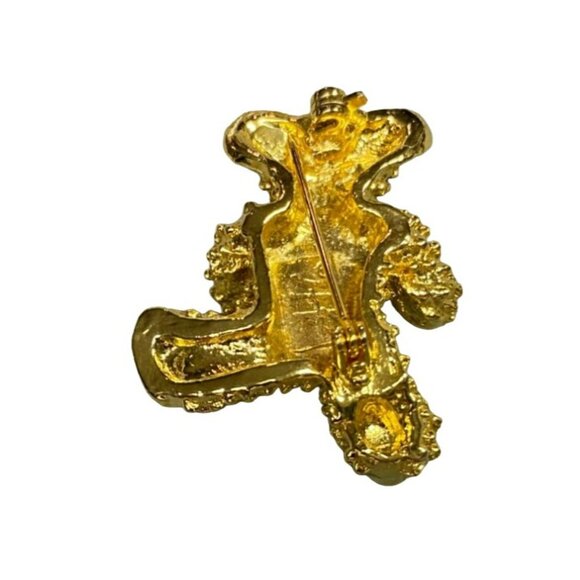 Vintage Teddy Bear Gold Tone Brooches, some with Rhinestones - top one is Avon - Picture 11 of 11